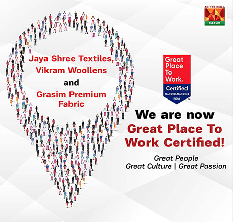Grasim's Domestic Textile Business certified Great workplace by Great Place to Work® Institute